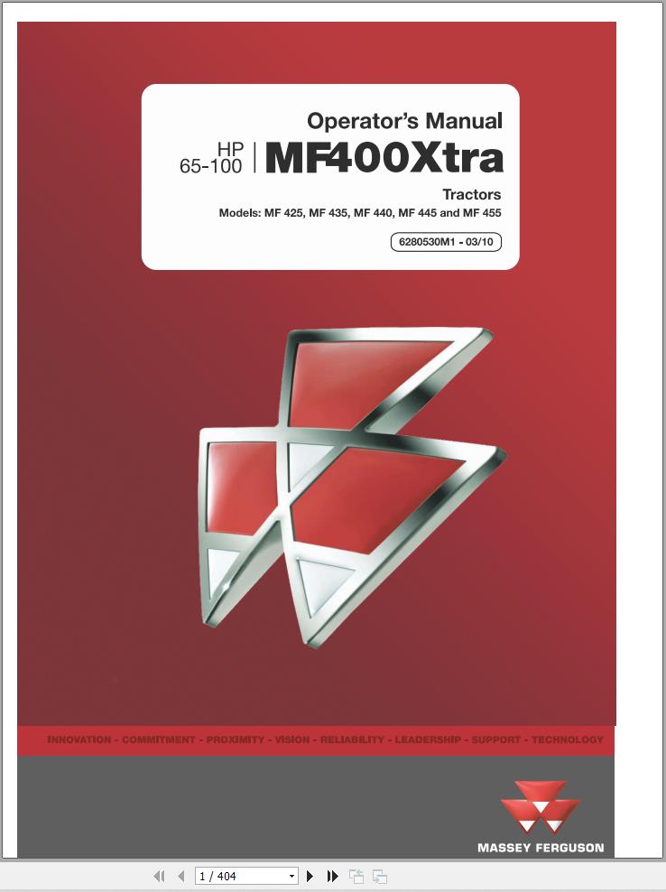 Massey Ferguson Tractor MF425 MF435 MF440 MF445 MF455 Operator Manual 6280530M1 1