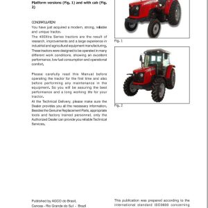 Massey Ferguson Tractor MF460 MF470 MF480 Operation Manual 6280531M1 1