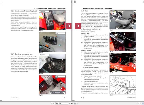 Massey Ferguson Tractor MF460 MF470 MF480 Operation Manual 6280531M1 2