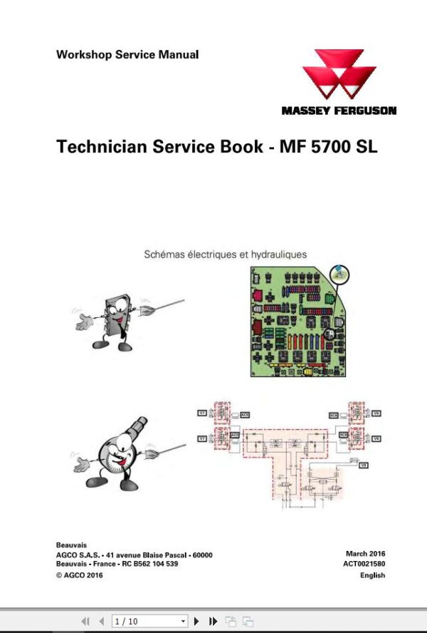 Massey Ferguson Tractor MF5700SL Series Technician Service Book ACT0021580 1