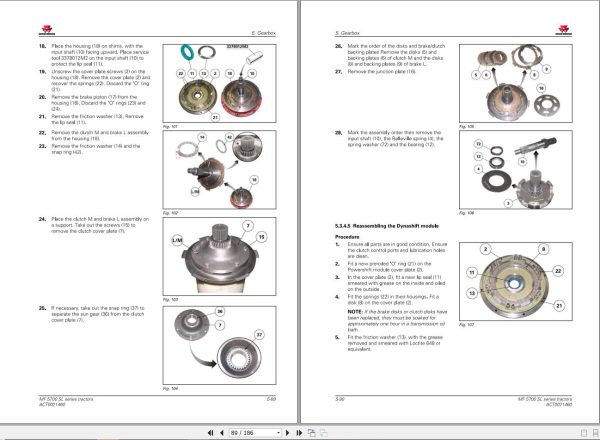 Massey Ferguson Tractor MF5700SL Series Workshop Service Manual ACT0021460 2
