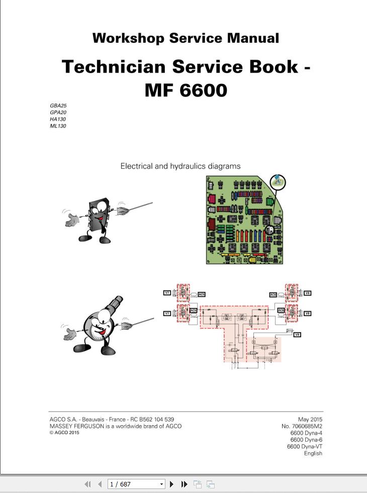 Massey Ferguson Tractor MF6600 Dyna 4 6 VT Series Technician Service Book 7060685M2 1