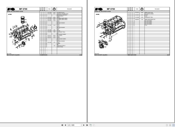 Massey Ferguson Tractor MF6711 MF6712 MF6713 Repair Time Schedule ACW2508060 2