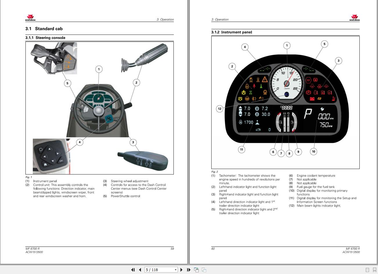 Massey Ferguson Tractor MF6711R MF6712R MF6713R Operator Manual ACW1513500 2