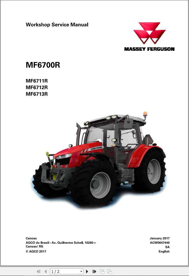 Massey Ferguson Tractor MF6711R MF6712R MF6713R Workshop Manual ACW0647440 1
