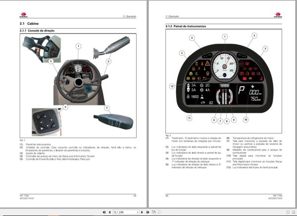 Massey Ferguson Tractor MF7700 Series Operator Manual ACW2071610 PT 2