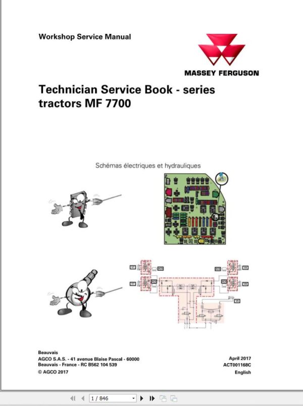 Massey Ferguson Tractor MF7700 Series Technician Service Book ACT001168C 1