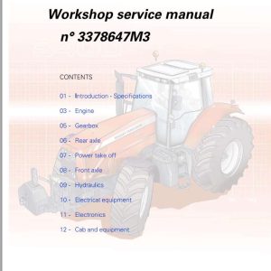 Massey Ferguson Tractor MF8400 Series Workshop Service Manual 3378647M3 1