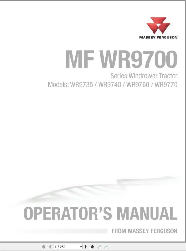 Massey Ferguson WR9735 WR9740 WR9760 WR9770 Operator Manual 1