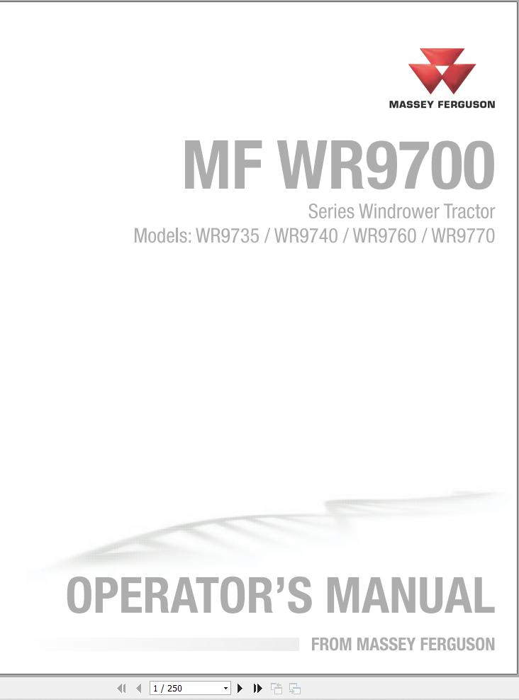 Massey Ferguson WR9735 WR9740 WR9760 WR9770 Operator Manual 1
