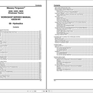 Massey Ferguson Windrower Tractor 9430 9435 9635 Service Manual 4283361M1 1