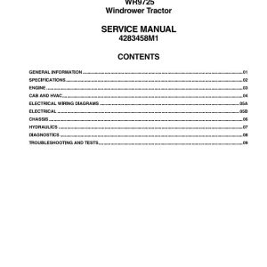 Massey Ferguson Windrower Tractor WR9725 Service Manual 4283458M1 1