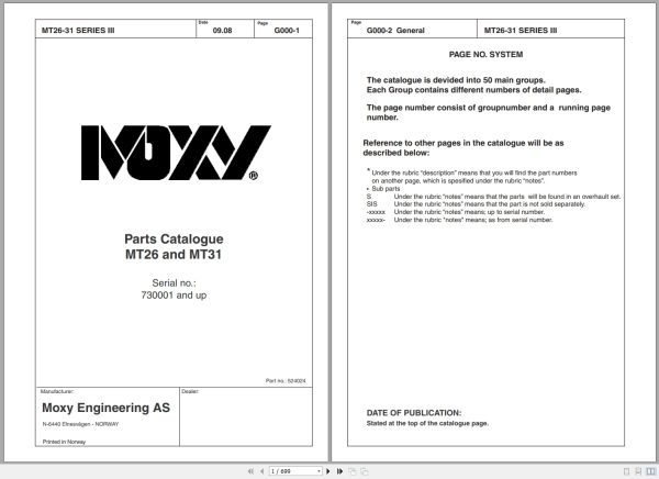 Moxy Dump Truck MT26 MT31 Series II Part Catalog 524024 1