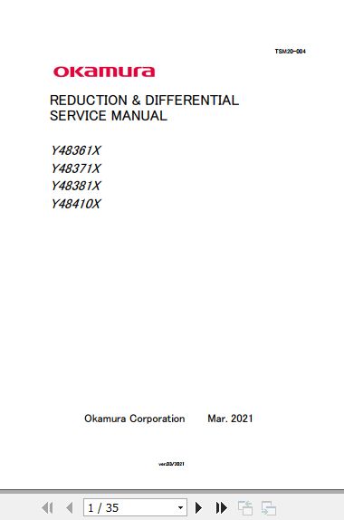 Okamura Transmission Y48361X Y48371X Y48381X Y48410X Service Manual 2021 EN 1