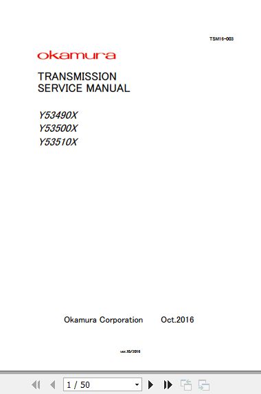 Okamura Transmission Y53490X Y53500X Y53510X Service Manual 2016 EN 1