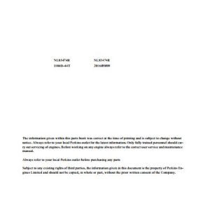 Perkins Engine 1104D 44T Parts Book 2016 EN 1