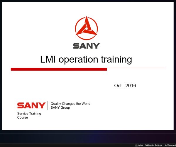 Sany LMI Operation Training 1