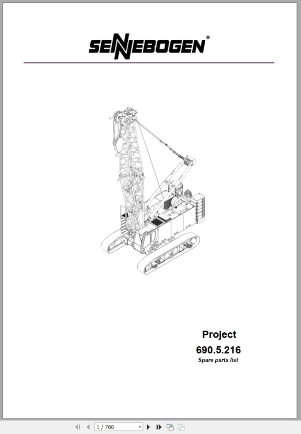 Sennebogen Duty Cycle Crawler Crane 690.5.216 Spare Parts Catalog EN DE 1