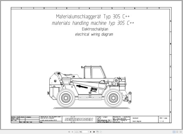 Sennebogen Material Handing 305C Electrical Circuit Diagram 305.302.502 2 EN DE 1