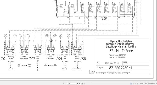 Sennebogen Material Handing 821M C Series Hydraulic Circuit Diagram 821.350.2280 1 EN DE 1