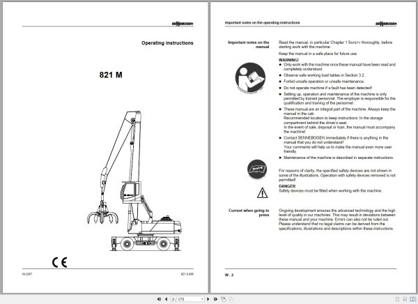 Sennebogen Material Handing 821M Operating Instruction 1