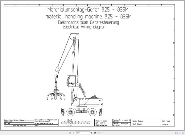 Sennebogen Material Handing 825 835M Electrical Wiring Diagram 825.302.457 EN DE 1