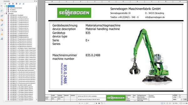 Sennebogen Material Handing 835 E Electrical Hydraulic Circuit Diagram 835 M 916794 EN DE 1