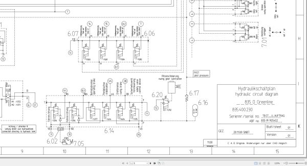 Sennebogen Material Handing 835D Greenline Hydraulic Circuit Diagram 835.400.230 EN DE 1