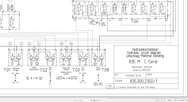Sennebogen Material Handing 835M C Series Hydraulic Circuit Diagram 835.300.2350 1 EN DE 1