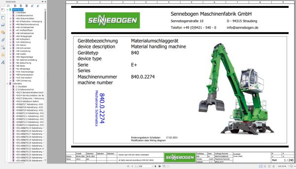 Sennebogen Material Handing 840 Electrical Circuit Diagram 840 M 923005 02 2021 EN DE 1