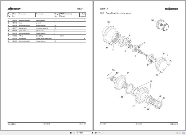 Sennebogen Telehandler 630 Spare Parts Catalog EN DE 2
