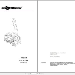 Sennebogen Telehandler 835 Spare Parts Catalog 2012 EN DE 1