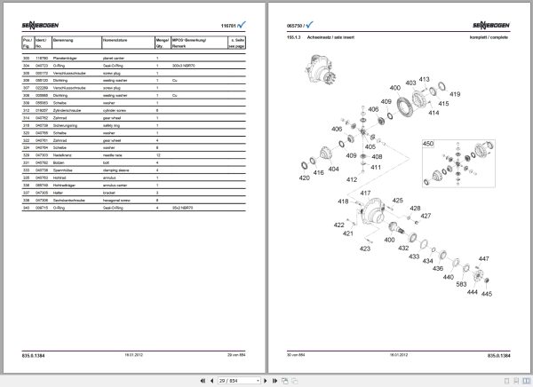 Sennebogen Telehandler 835 Spare Parts Catalog 2012 EN DE 2