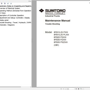Sumitomo Forklift 8FBl5 25 PXIII to 8FB35 PSZXIII Maintenance TroubleShooting Manual 5501510 26 KR 1