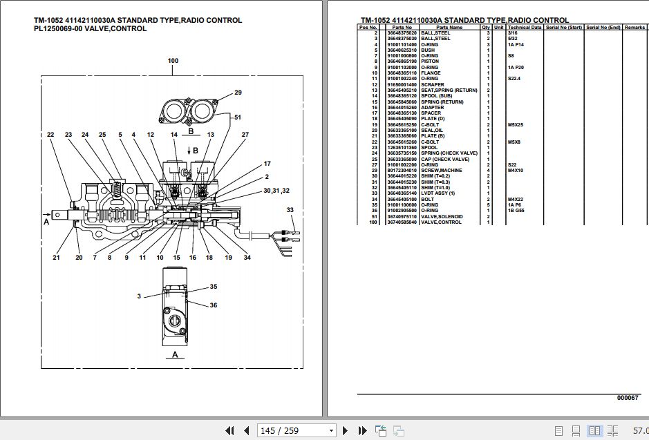 Tadano Cargo Crane TM1052 Parts Catalog