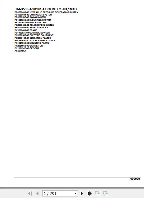 Tadano Cargo Crane TM 3500 Parts Catalog 1