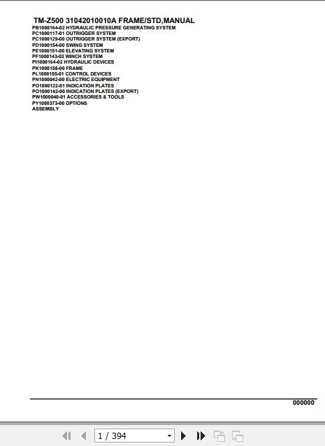 Tadano Cargo Crane TM Z500 Parts Catalog 1