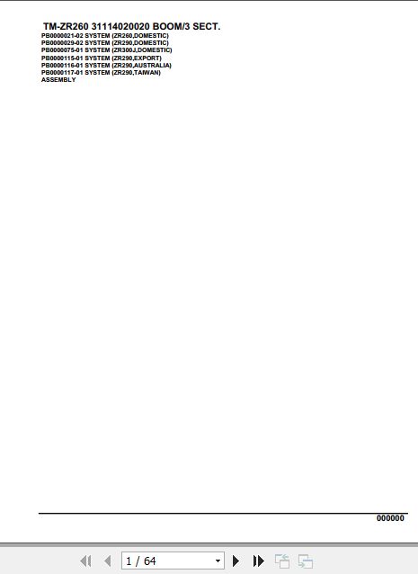 Tadano Cargo Crane TM ZR260 Parts Catalog 1