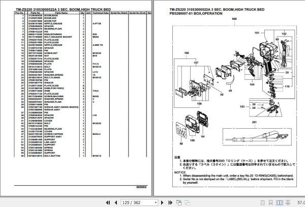 Tadano Cargo Crane TM ZS220 Parts Catalog 2