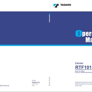 Tadano Carrier RTF101 4 GA 1000N 1 Operation Manual RTF101 4 O1 2E 2004 2