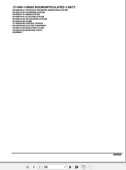 Tadano Concrete Pump CT 600 1 00002 Boom Articulated 3 Sect Parts Catalog 1