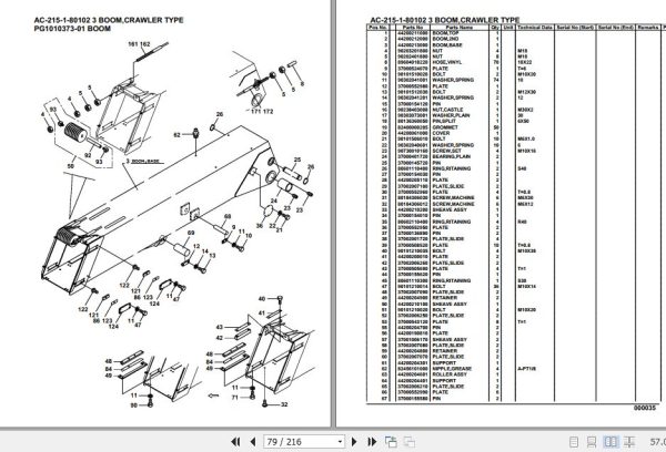 Tadano Crane AC 215 1 80102 3 Boom Crawler Type Parts Catalog 2