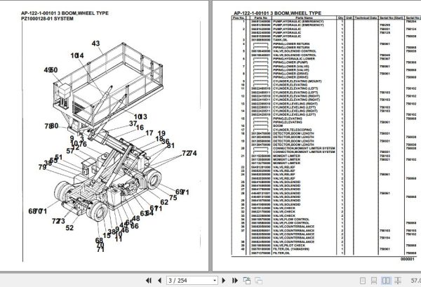 Tadano Crane AP 122 1 00101 3 Boom Wheel Type Parts Catalog 2