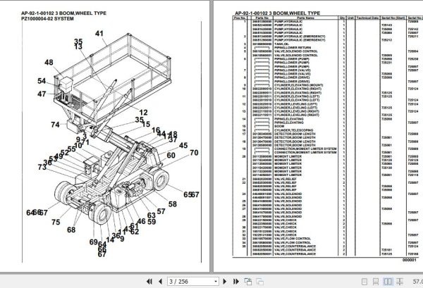 Tadano Crane AP 92 1 00102 3 Boom Wheel Type Parts Catalog 2