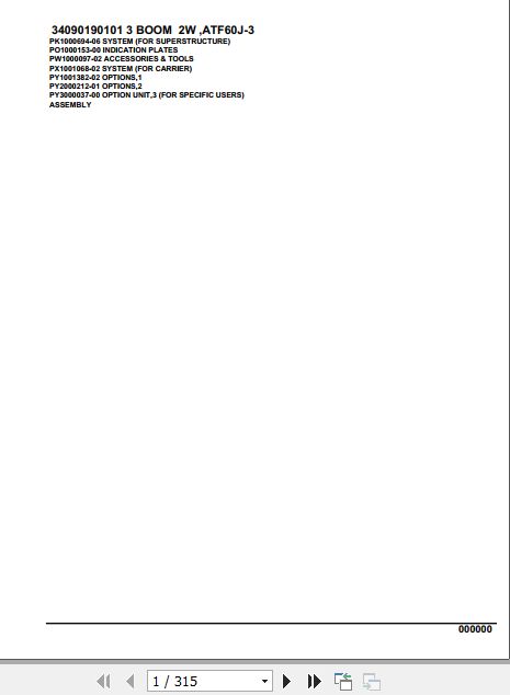 Tadano Crane ATF60J 3 34090190101 3 Boom 2W Parts Catalog 1