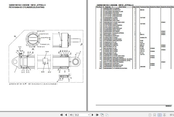 Tadano Crane ATF60J 3 34090190102 3 Boom 1M1D Parts Catalog 2