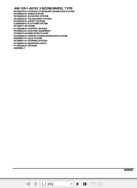 Tadano Crane AW 120 1 00103 3 Boom Wheel Type Parts Catalog 1