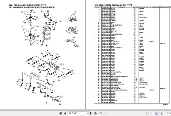 Tadano Crane AW 125S 1 80102 3 Boom Wheel Type Parts Catalog 2