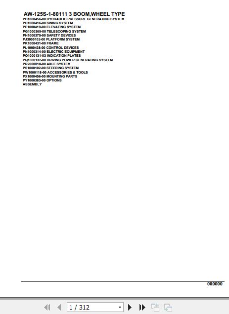 Tadano Crane AW 125S 1 80111 3 Boom Wheel Type Parts Catalog 1