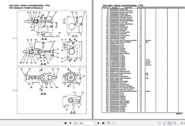 Tadano Crane AW 190S 1 80203 4 Boom Wheel Type Parts Catalog 2